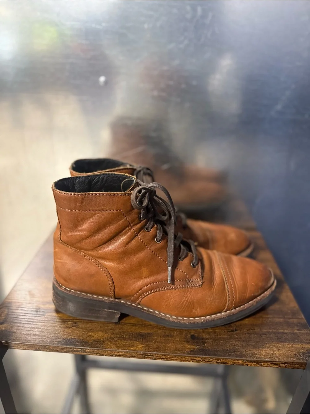 Thursday Everyday Brown Leather Lace Up Ankle Boot Cap Toe Men's Brown Sz 9
